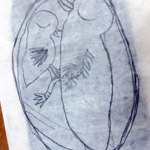 Creating collaged drawings using carbon paper