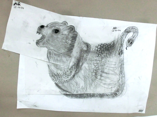 Amy's 'Bear - Lion - Snake' with Ellie Somerset in The Little Art Studio