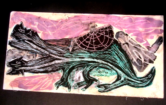 Ruben’s finished piece of sgraffito foamboard