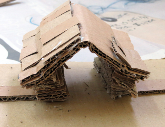 My front porch - building with strips of corrugated cardboard My front porch - building with strips of corrugated cardboard