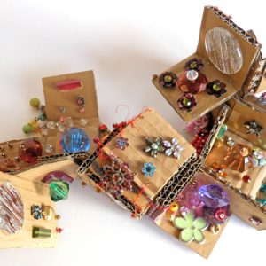 Creating structures with cardboard and  jewellery