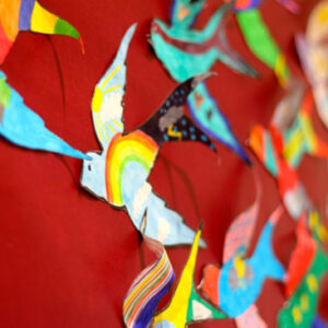 Create a school installation featuring a personalised bird from each child