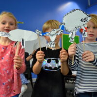 Year 3 pupils at milton Road Primary School and their Articulated Beasts