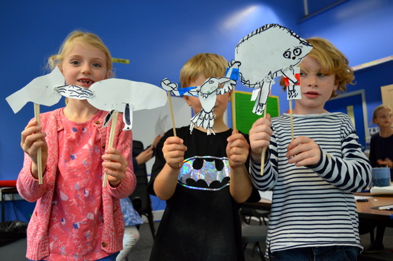 Year 3 pupils at milton Road Primary School and their Articulated Beasts