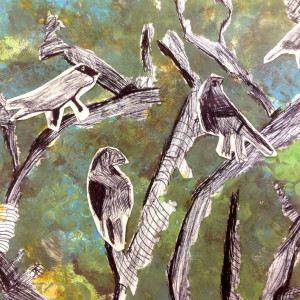 Drawing birds in the trees
