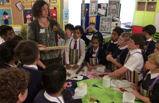 Sarah Branston with year 4 children