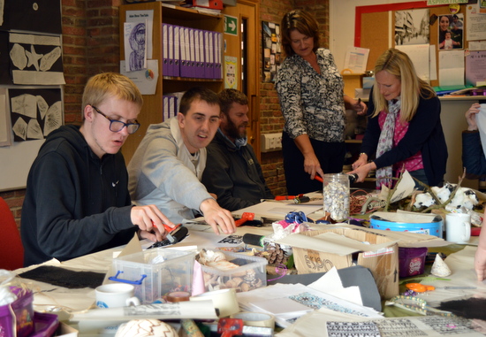 Classroom at Red2Green turned into a studio during AccessArt's residency