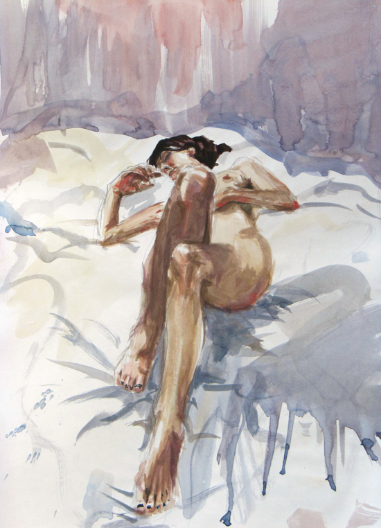 Foreshortening: Watercolour on paper by Hester Berry