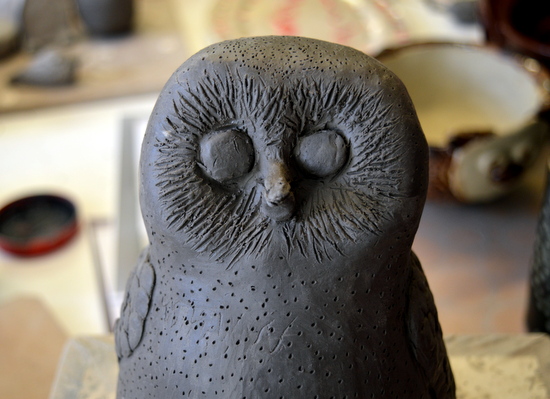 Clay owl, built using coiling by Peter from Rowan, Cambridge