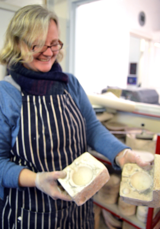 Artist Abi Moore, one of the tutors in the ceramic room at Rowan, Cambridge