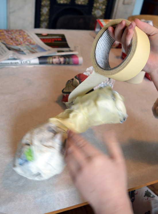 Making a basic torso form with newspaper and masking tape