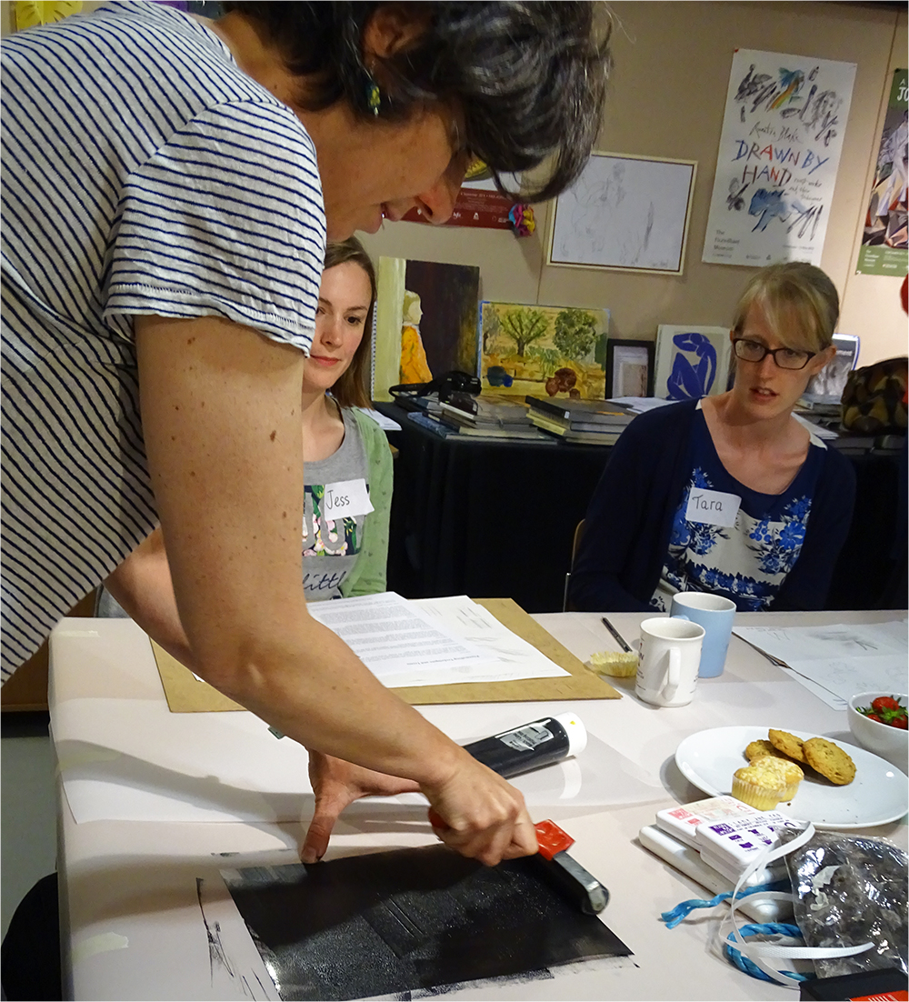 Sheila Demonstrates Inking up a Plate