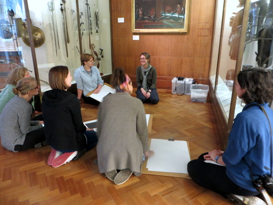 Kate Noble - Education officer at the Fitzwilliam Museum, Cambridge leading a primary InSET session in gallery 31 - the Armoury