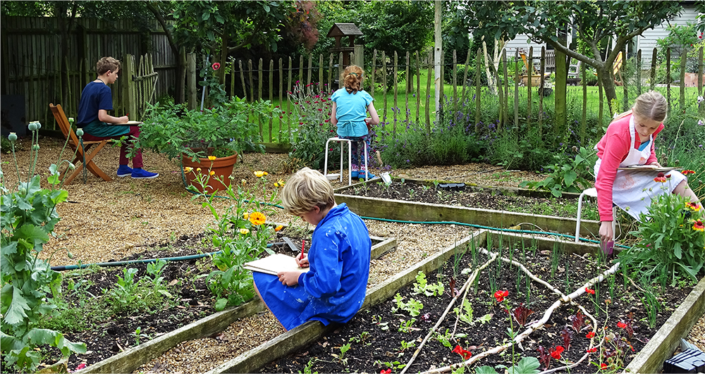 Drawing in the garden