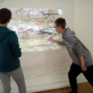 Large scale collaborative drawing activity embeds arm movments in preparation for recreating marks in the dark Sara Dudman