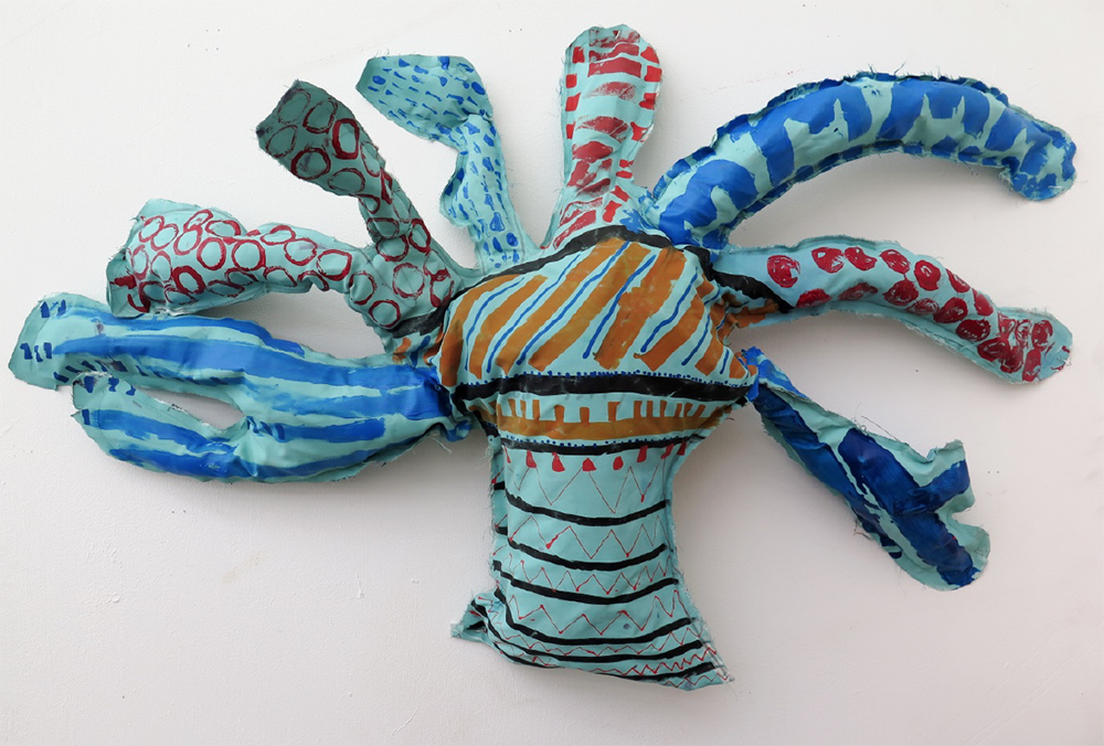 Year 6 Size-1m width Soft sculpture- sewn painted fabric. Inspired by seaweed observation drawings and patterns by Artist Yayoi Kusama and designer Donna Wilson.