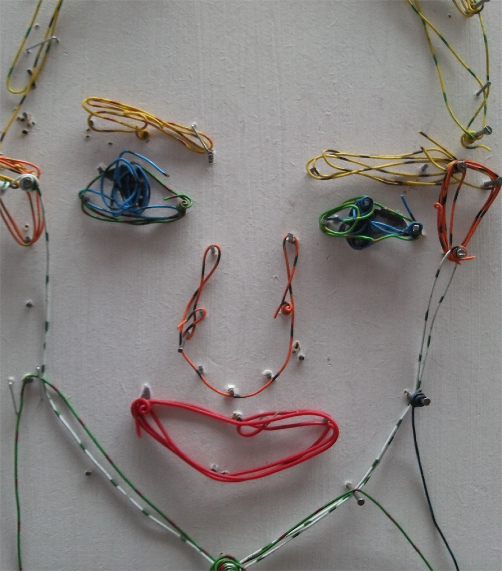 Year 3 Size-A4 Wood, nails and recycled stripped wires. Self-portrait.