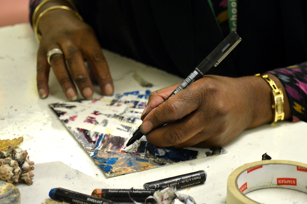 This was the second session in the series and an introduction to pattern, shape and texture with charcoal and graphite, and an opportunity for teachers to break down any preconceived ideas about what drawing is and who drawing processes is for.
