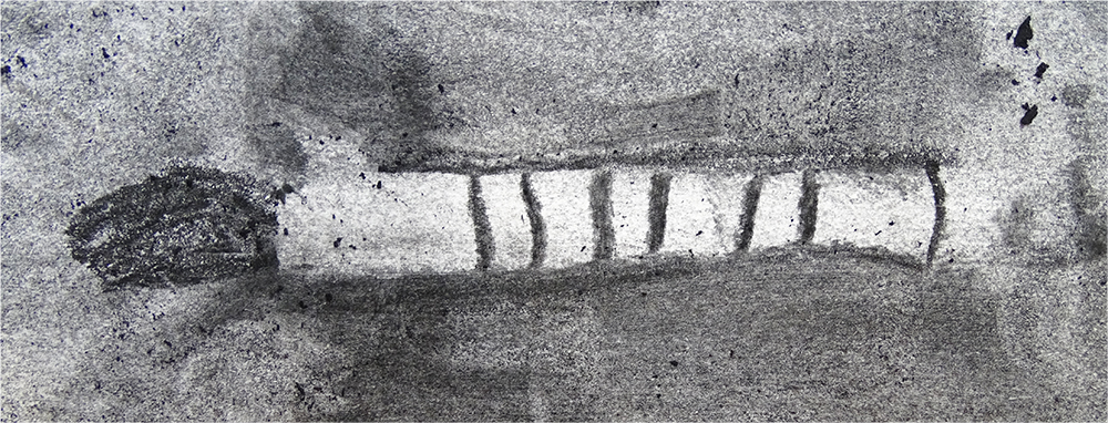 charcoal drawing of a brush