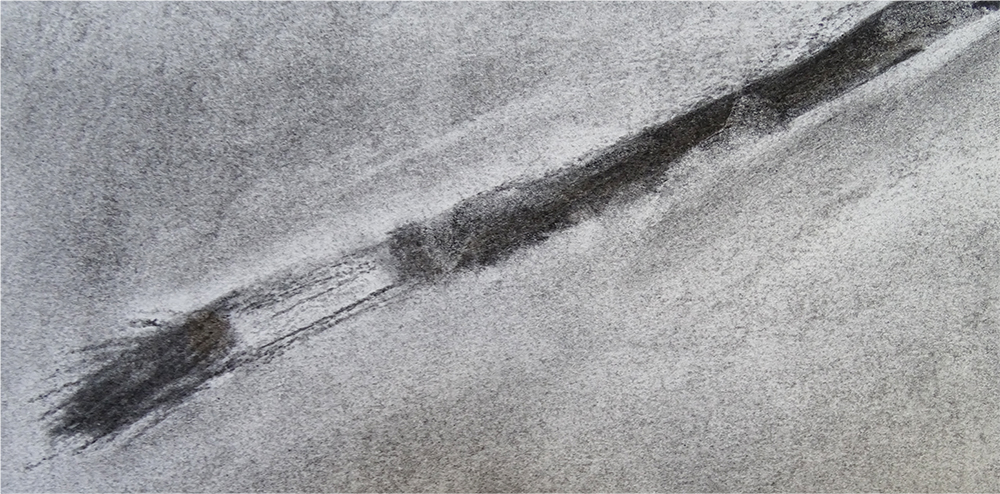 charcoal drawing of a brush