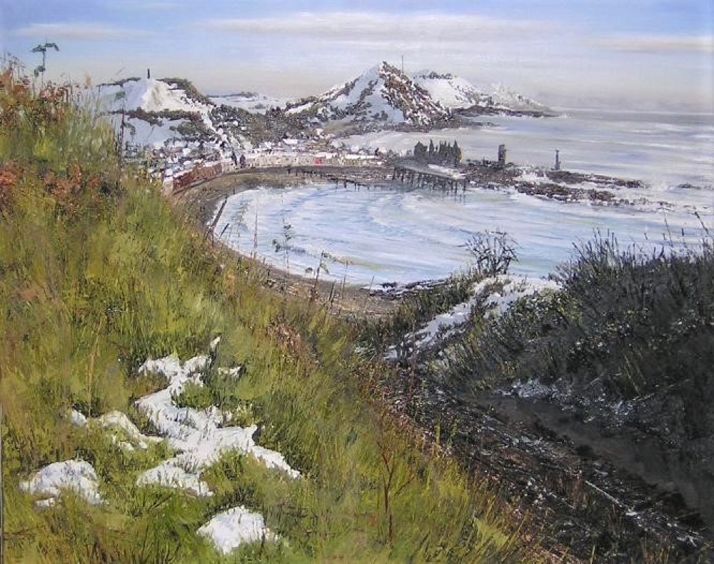 “Aberystwyth from Constitution Hill in March” oil on canvas by Hester Berry, part of the resource 