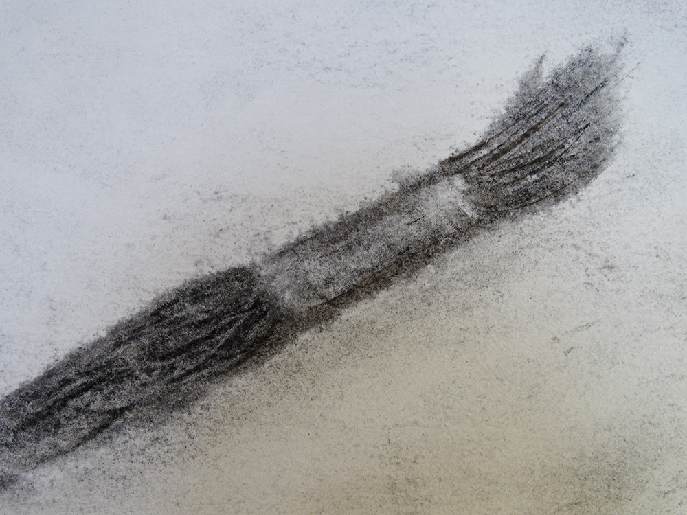 charcoal drawing of a brush