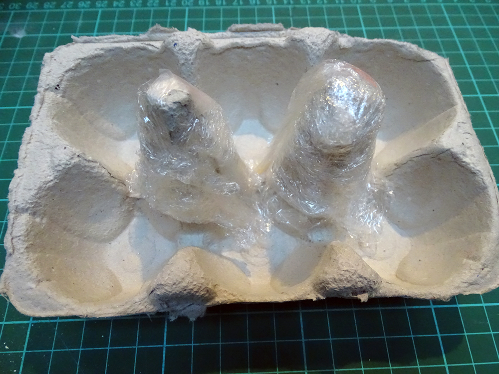 Clingfilm wrapped round upright sections