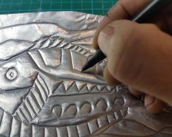 Artist Paul Carney shows us Aluminium printing. Aluminium printing provides a low cost and more manageable alternative to the process of etching and engraving used in industry and throughout history.