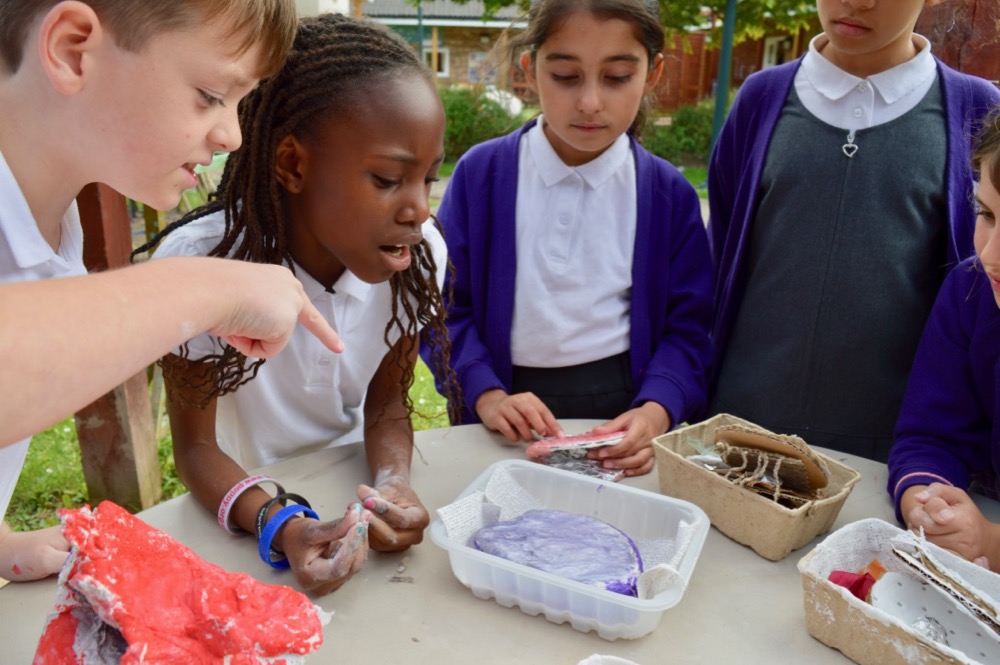 Looking and talking about favourite materials and how the children made their shells