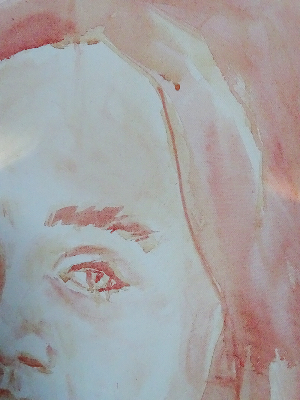 Diluted acrylic used to rough out drawing