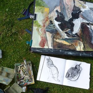 layered drawing and sketchbook work