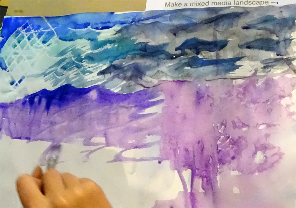 Imagery created using a prompt card: Mixed Media Landscape