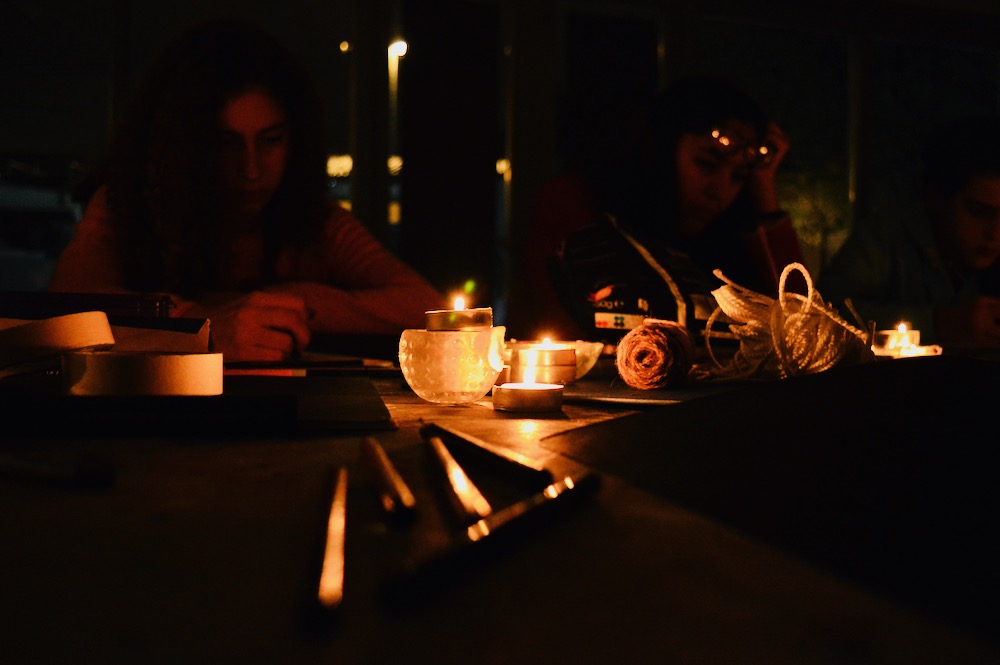 Still life elements in candle light: string- Exp teenagers - SC