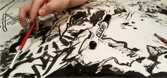 Building up the drawing and pushing the mark making