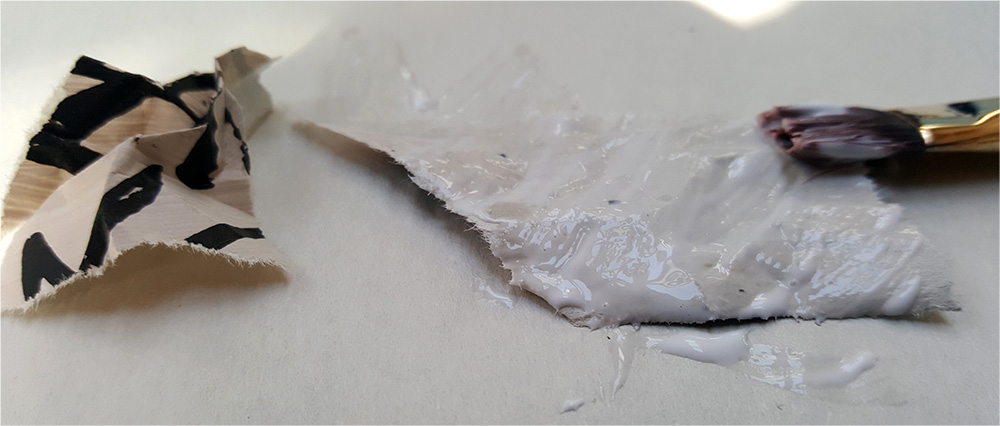 crinkle up the paper and cover with pva glue