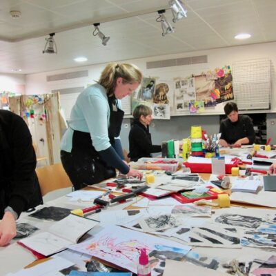 Teachers during the Degas's Inky Drawing workshop in full flow in the studio- SC Fitz