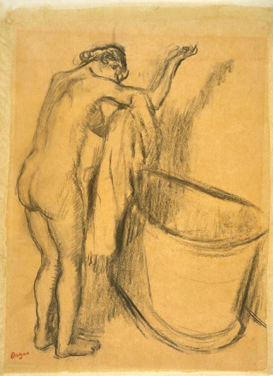 Après le Bain, charcoal drawing by Edgar Degas, 1834-1917