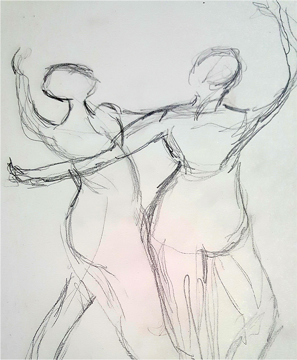 Line drawing by workshop participant of Sculpture by Degas