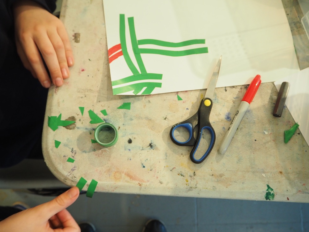 Parallel lines of tape