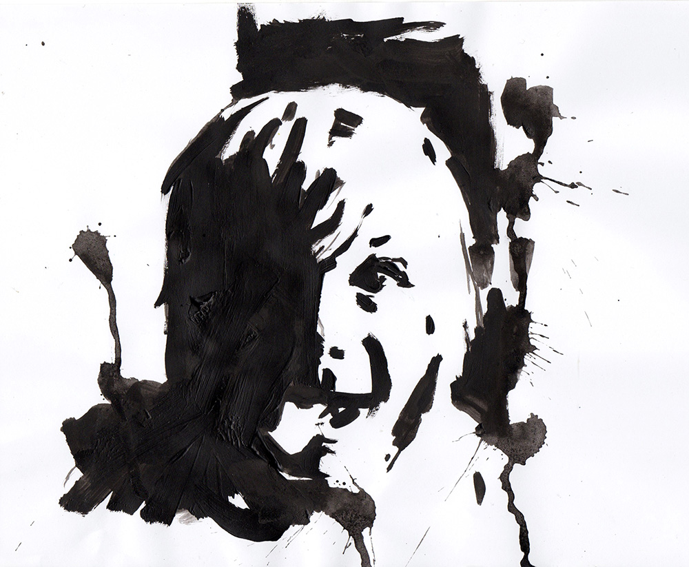 This painting uses only black paint, there are no mid tones