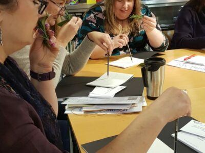 20190309_111930Teachers are taking on a sensory drawing exercise with Mediterranean scents from herbs