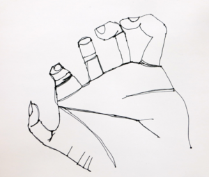 Making simple continuous line drawings of cupped hands.