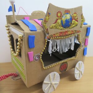 Circus wagon made from found materials