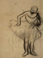 Study of Two Standing Dancers, charcoal drawing by Edgar Degas made circa 1889.