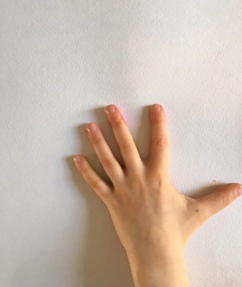 Press the painted hand firmly down on paper