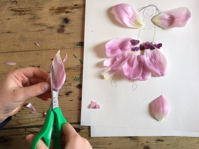 trimming petals for the skirt