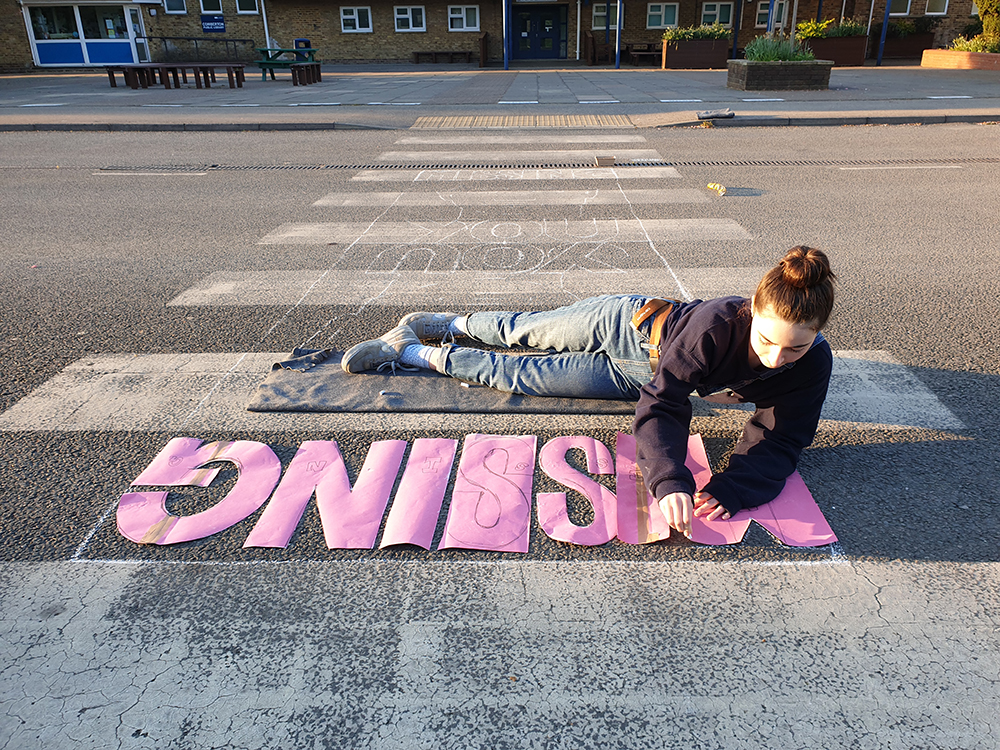 Missing You - Pavement piece by Rowan Briggs Smith during #lockdown 2020