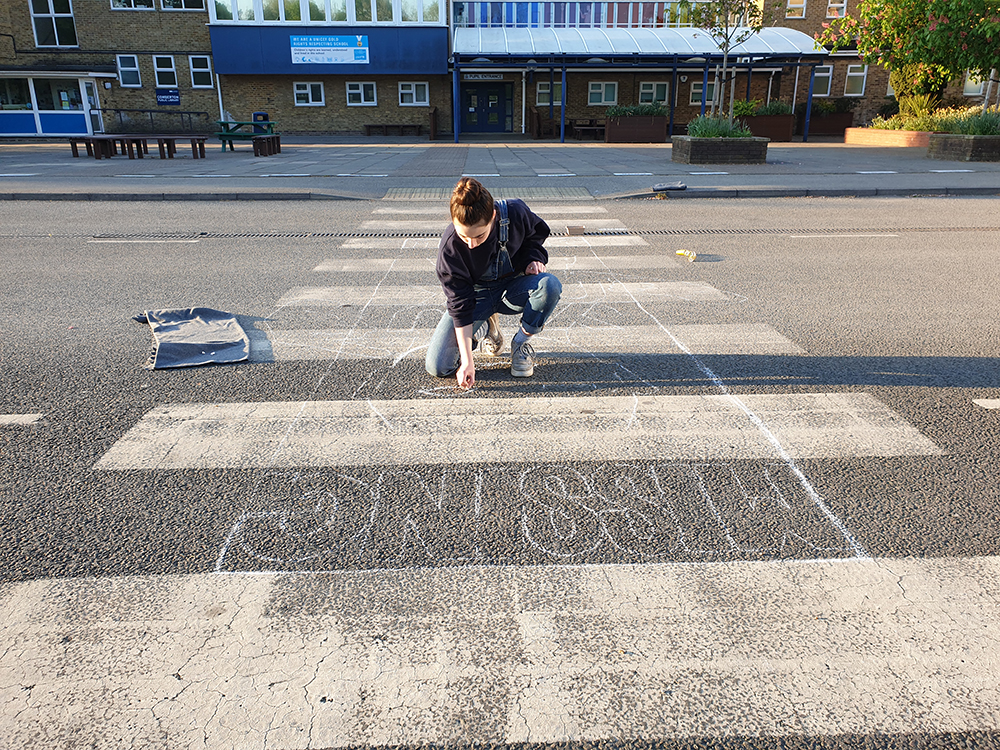 Missing You - Pavement piece by Rowan Briggs Smith during #lockdown 2020