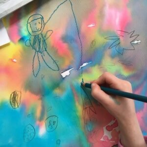 Add space drawings once paint is dry