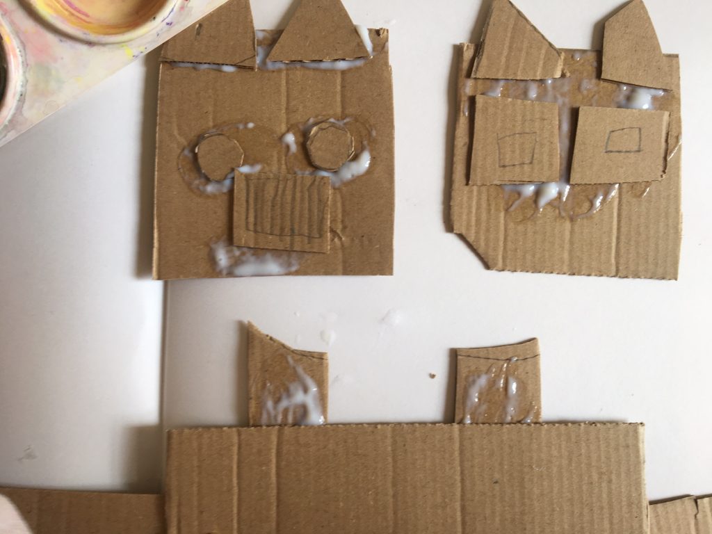 gluing the heads in place